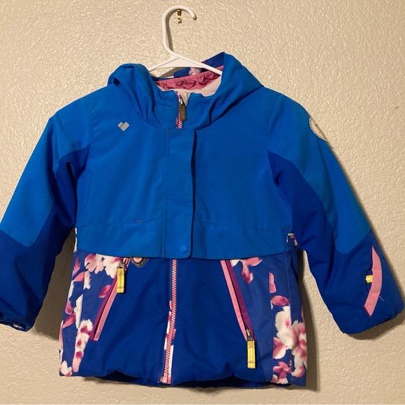Obermeyer Kids Blue and Pink Floral Winter Jacket (size 5) - Picture 2 of 9